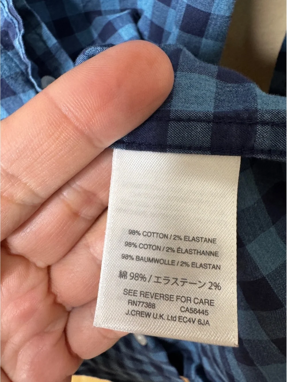 J.Crew Mercantile Flex Mens Medium Blue Gingham Check Button Down Shirt Slim Fit